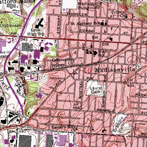 Topographic Map of Eastminster Presbyterian Church, OH