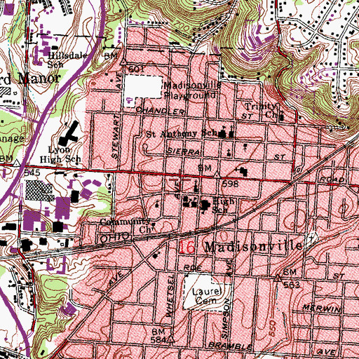 Topographic Map of Ebenezer Baptist Church, OH