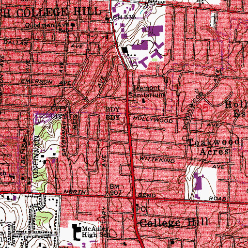 Topographic Map of Cornerstone Baptist Church, OH