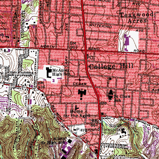 Topographic Map of College Hill Christian Church, OH