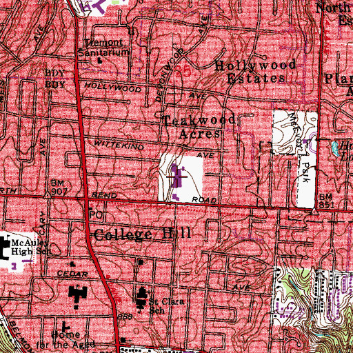 Topographic Map of Pleasant Hill Elementary School, OH