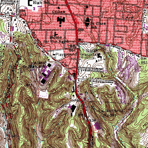 Topographic Map of Grace Episcopal Church, OH