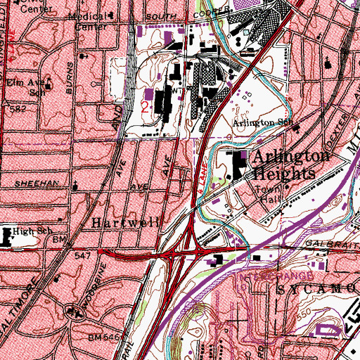 Topographic Map of First Baptist Church, OH