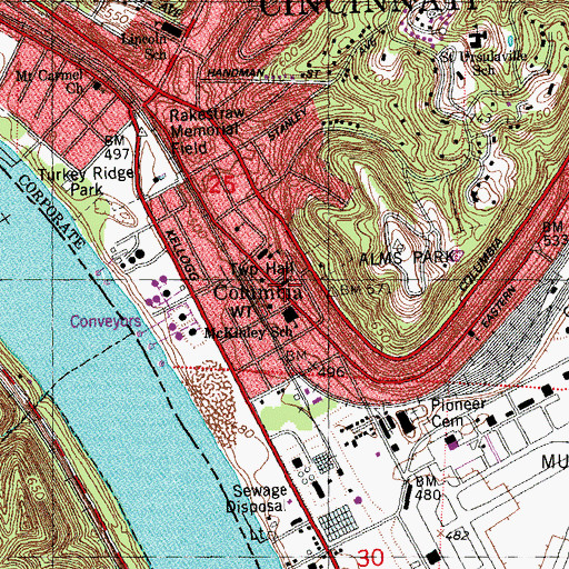 Topographic Map of Delta-Columbia United Methodist Church, OH