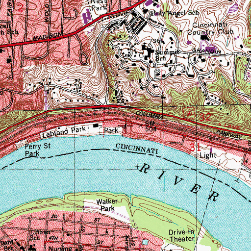 Topographic Map of Saint Rose Roman Catholic Church, OH