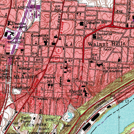 Topographic Map of Church of the Advent, OH