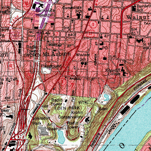 Topographic Map of Central Church of Religious Science, OH