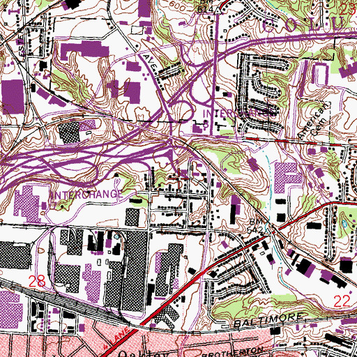 Topographic Map of First Baptist Church of Oakley, OH
