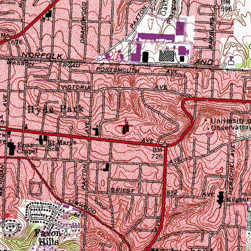 Topographic Map of First Church of Christ Scientist, OH