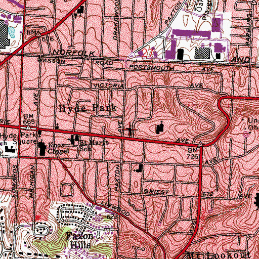 Topographic Map of Church of the Redeemer, OH