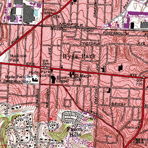 Topographic Map of Saint Marys Roman Catholic Church, OH