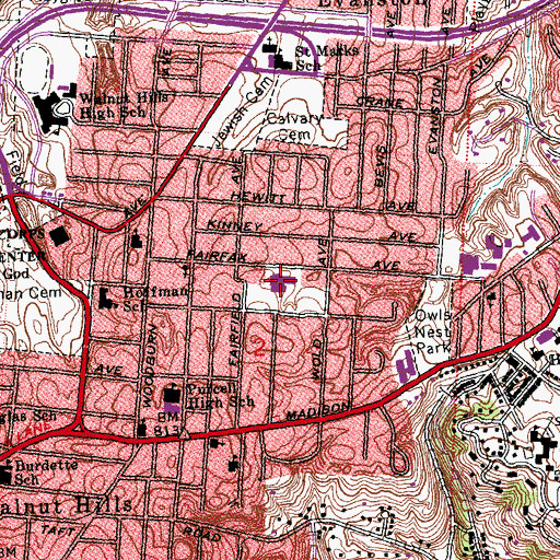 Topographic Map of Parham Elementary School, OH
