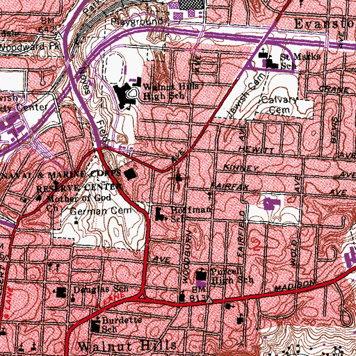 Topographic Map of Calvary United Methodist Church, OH