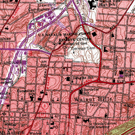 Topographic Map of James Temple Church of God in Christ, OH