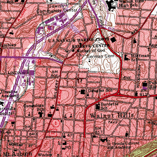 Topographic Map of First Baptist Church, OH