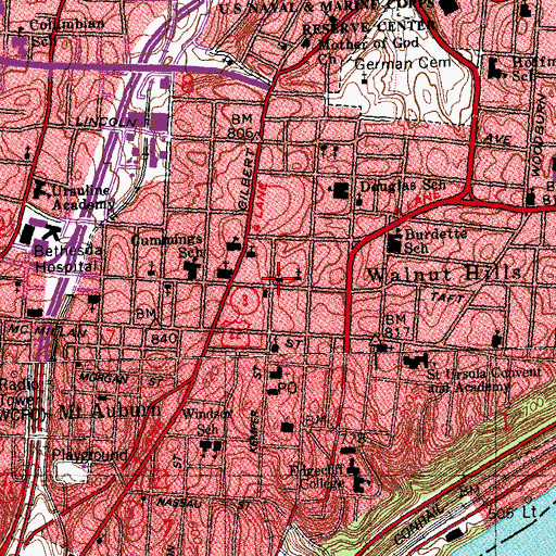 Topographic Map of Saint Paul African Methodist Episcopal Church, OH