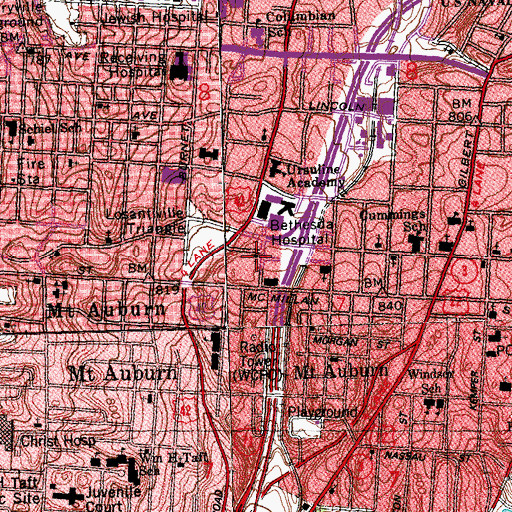 Topographic Map of Inspirational Baptist Church, OH