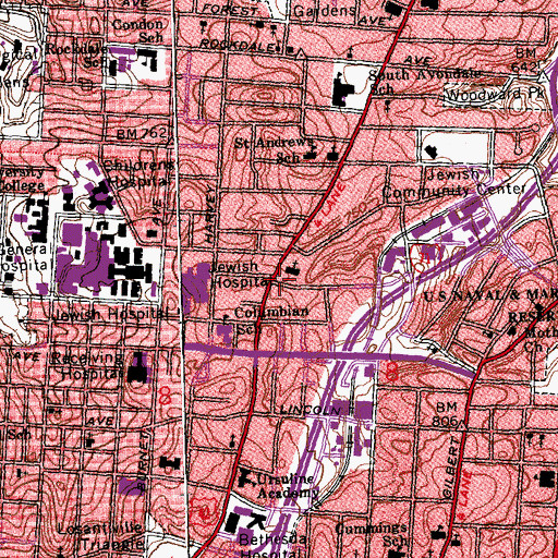 Topographic Map of Temple Bible College, OH