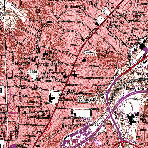 Topographic Map of Southern Baptist Church, OH