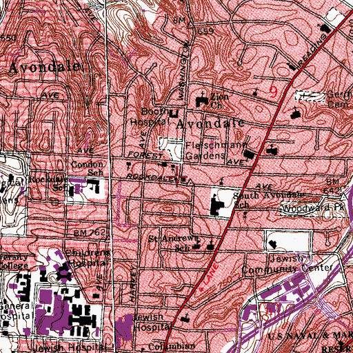 Topographic Map of Immanuel Lutheran Church, OH