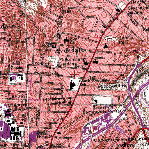 Topographic Map of Peace Baptist Church, OH