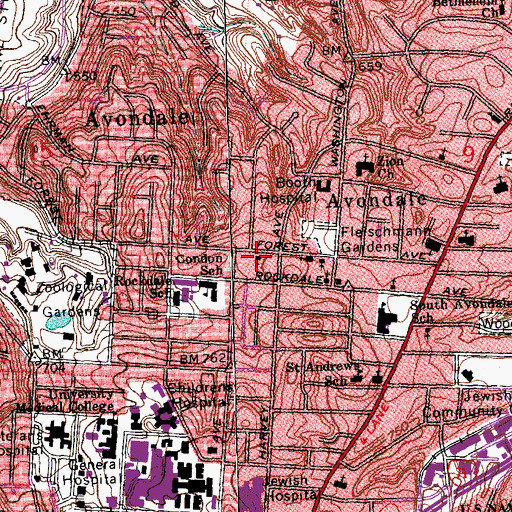 Topographic Map of Saint John African Methodist Episcopal Zion Church, OH