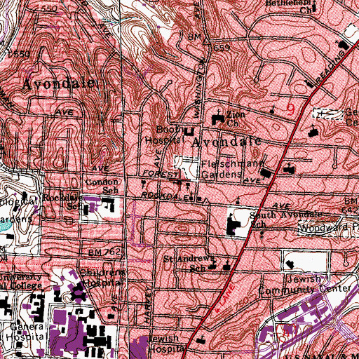 Topographic Map of Phillips Memorial Christian Methodist Episcopal Church, OH