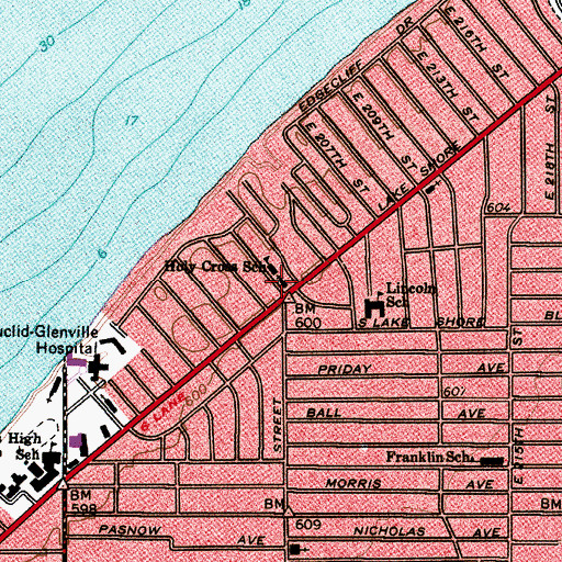 Topographic Map of Holy Cross Catholic Church, OH