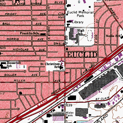 Topographic Map of Saint Christines Catholic Church, OH