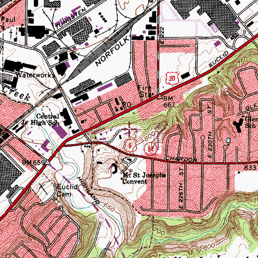 Topographic Map of Our Lady of Lourdes National Shrine, OH