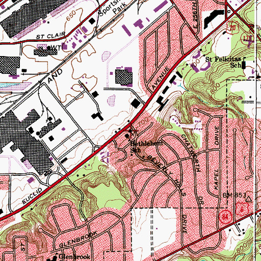 Topographic Map of Bethlehem Lutheran Church, OH