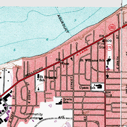 Topographic Map of Boulevard Presbyterian Church of Euclid, OH