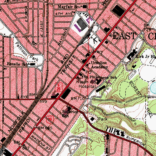 Topographic Map of Saint Philomena Catholic Church, OH