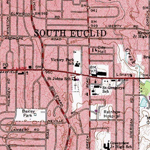 Topographic Map of Saint John Lutheran Church, OH