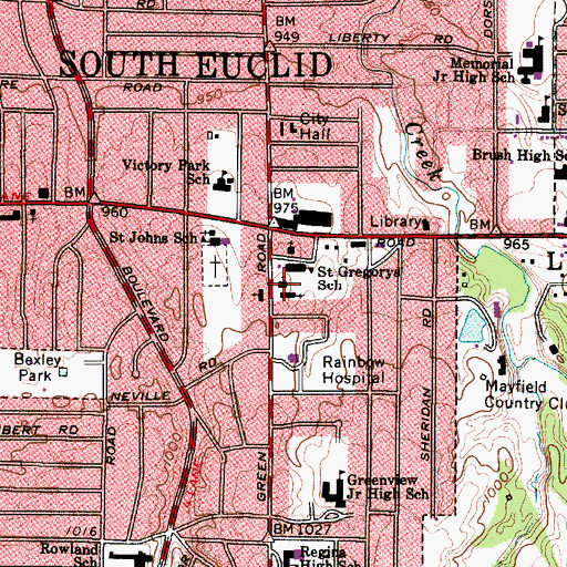 Topographic Map of Saint Gregory the Great Catholic Church, OH