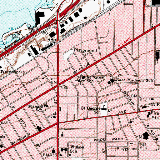 Topographic Map of Saint Vitus Catholic Church, OH