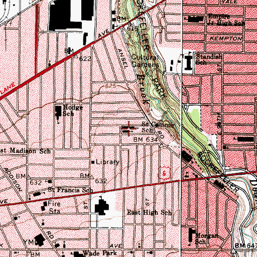 Topographic Map of Saint Casimir Catholic Church, OH
