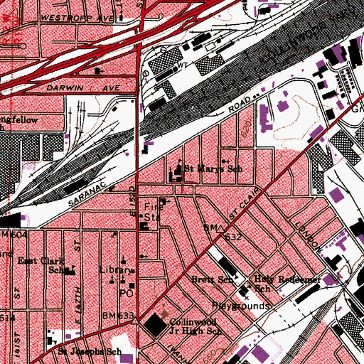 Topographic Map of Saint Marys Catholic Church, OH