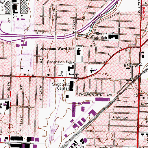 Topographic Map of Ascension Catholic Church, OH