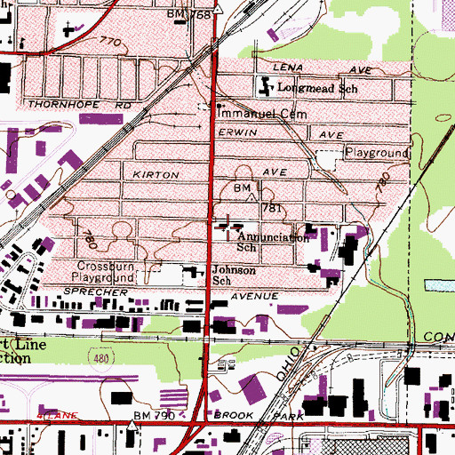 Topographic Map of Annunciation Catholic Church, OH