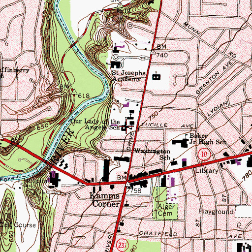 Topographic Map of Our Lady of the Angels Catholic Church, OH
