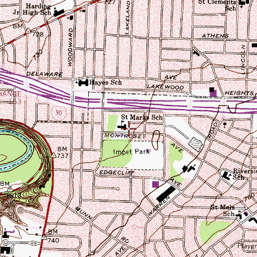 Topographic Map of Saint Marks Catholic Church, OH