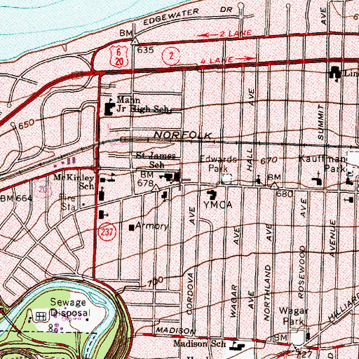 Topographic Map of Saint James Catholic Church, OH