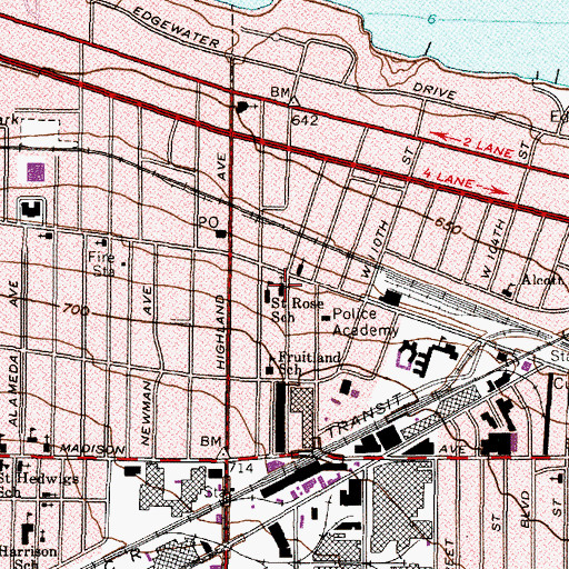 Topographic Map of Saint Rose Catholic Church, OH