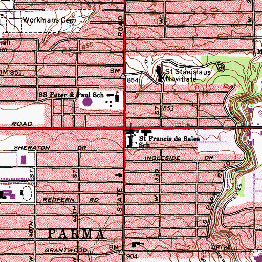 Topographic Map of Saint Francis DeSales Catholic Church, OH