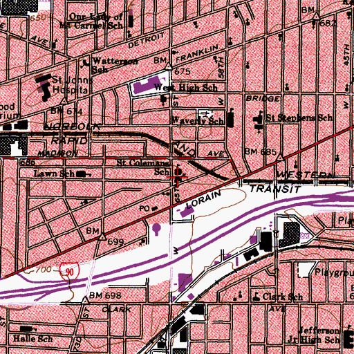 Topographic Map of Saint Colemans Catholic Church, OH