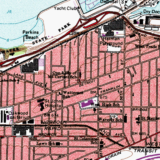 Topographic Map of Our Lady of Mount Carmel Catholic Church, OH