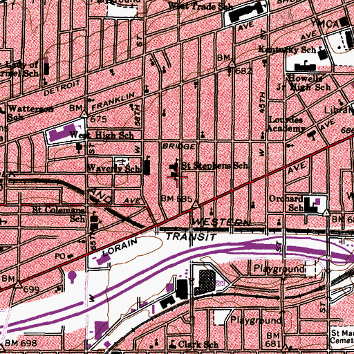 Topographic Map of Saint Stephens Catholic Church, OH
