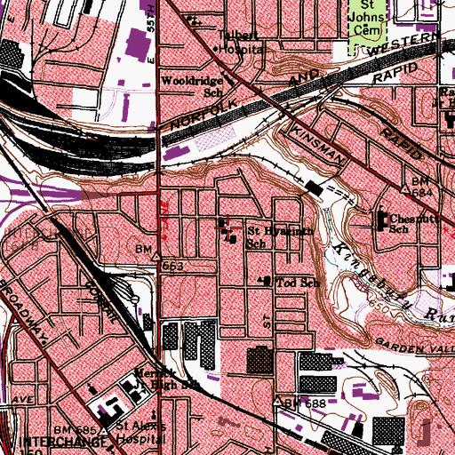 Topographic Map of Saint Hyacinth Catholic Church, OH