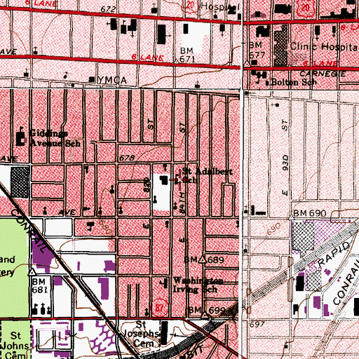 Topographic Map of Saint Adalbert Catholic Church, OH
